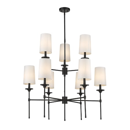 Z-Lite Emily 9 Light Chandelier, Matte Black & Off White 3033-9MB